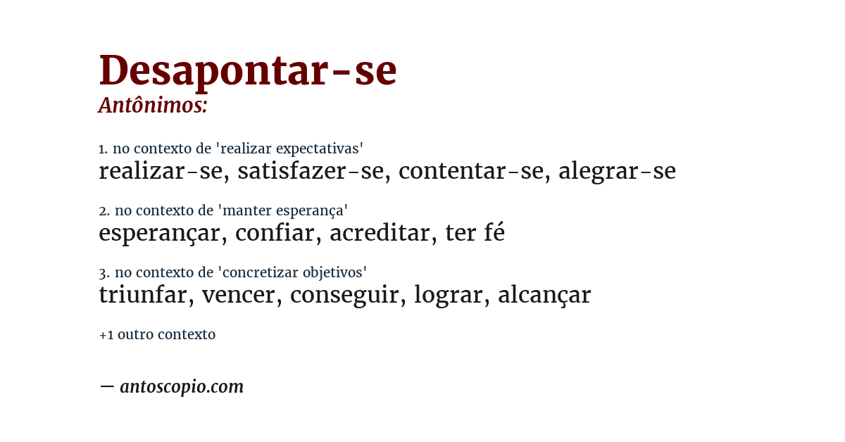 Antônimo de desapontar-se