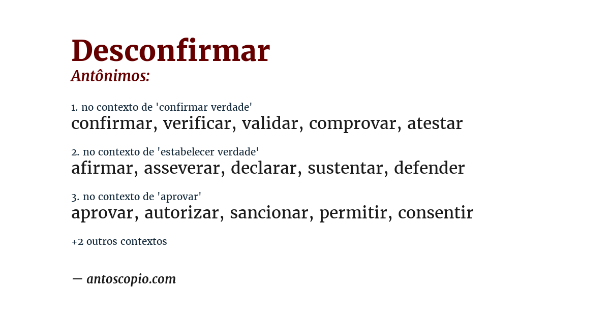 Antônimo de desconfirmar