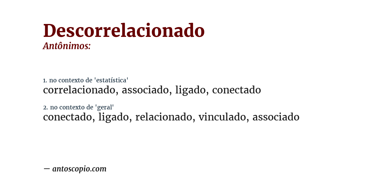 Antônimo de descorrelacionado