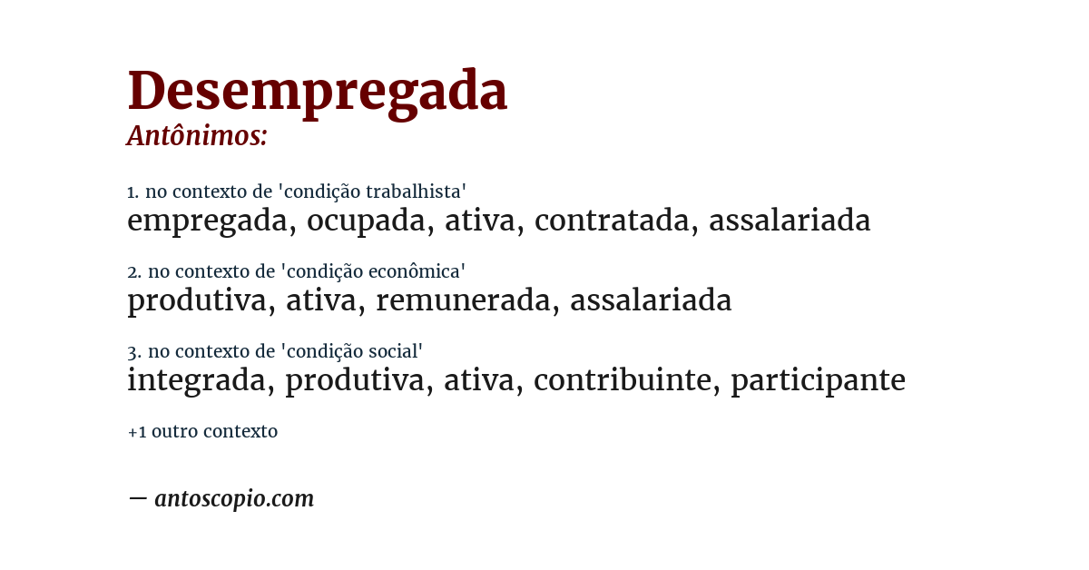 Antônimo de desempregada