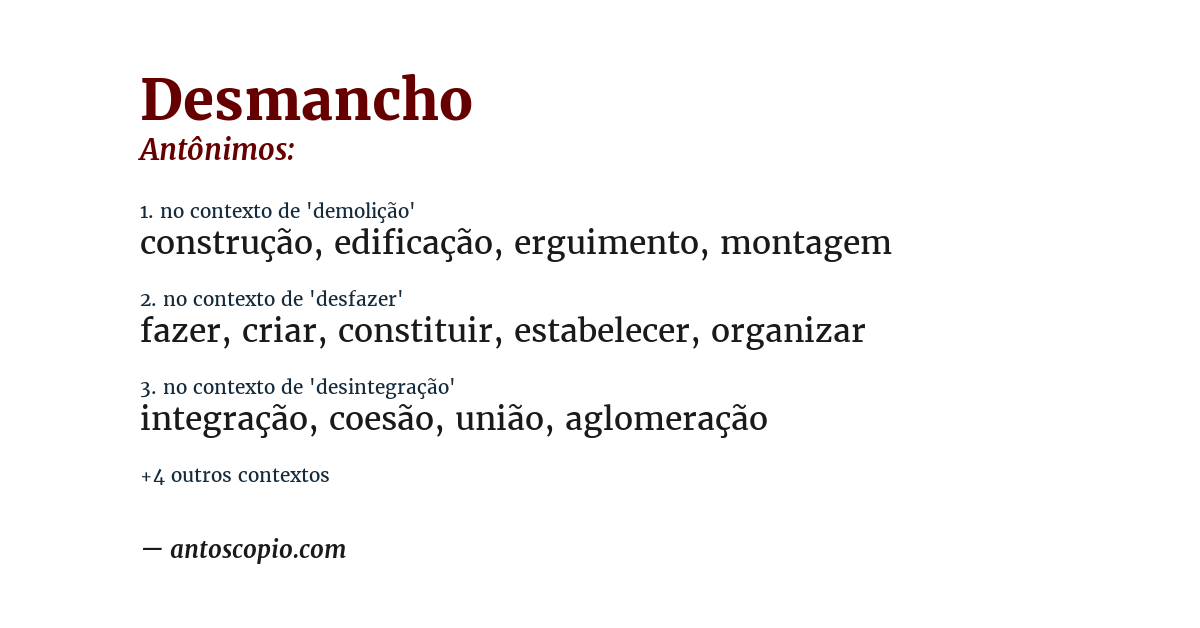 Antônimo de desmancho