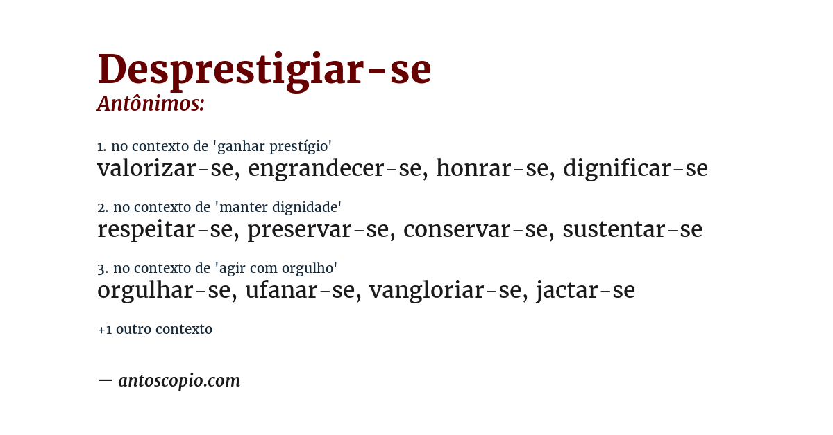 Antônimo de desprestigiar-se