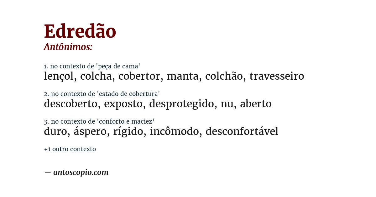 Antônimo de edredão