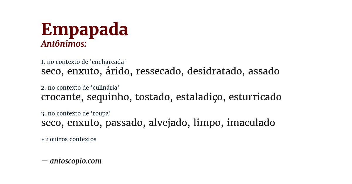 Antônimo de empapada