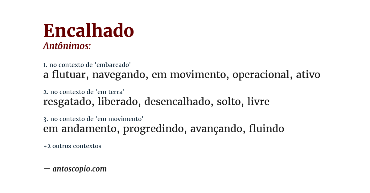 Antônimo de encalhado