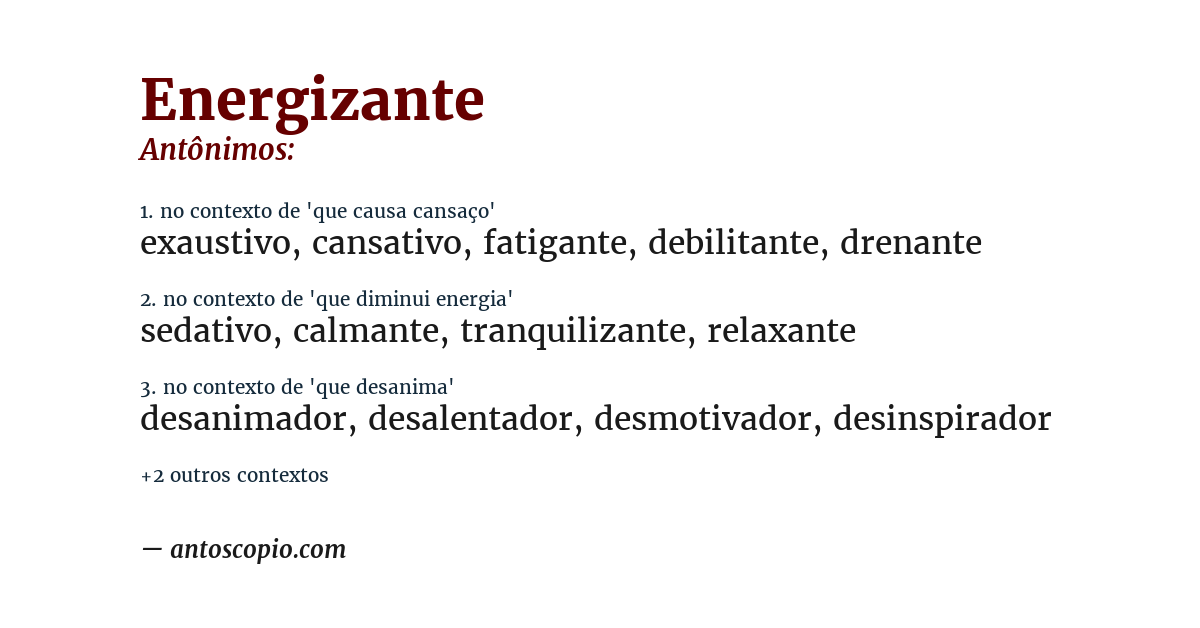 Antônimo de energizante