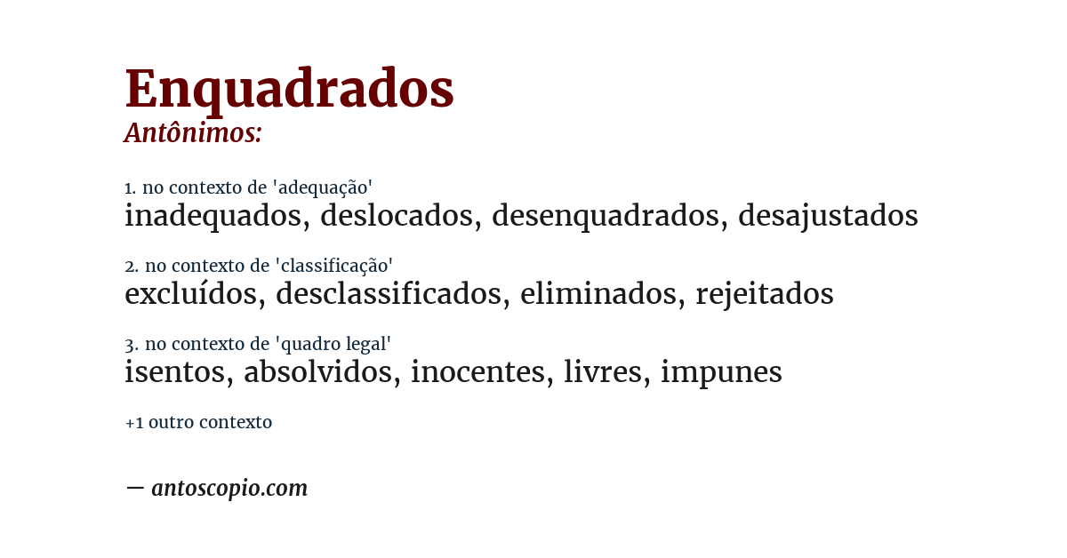 Antônimo de enquadrados