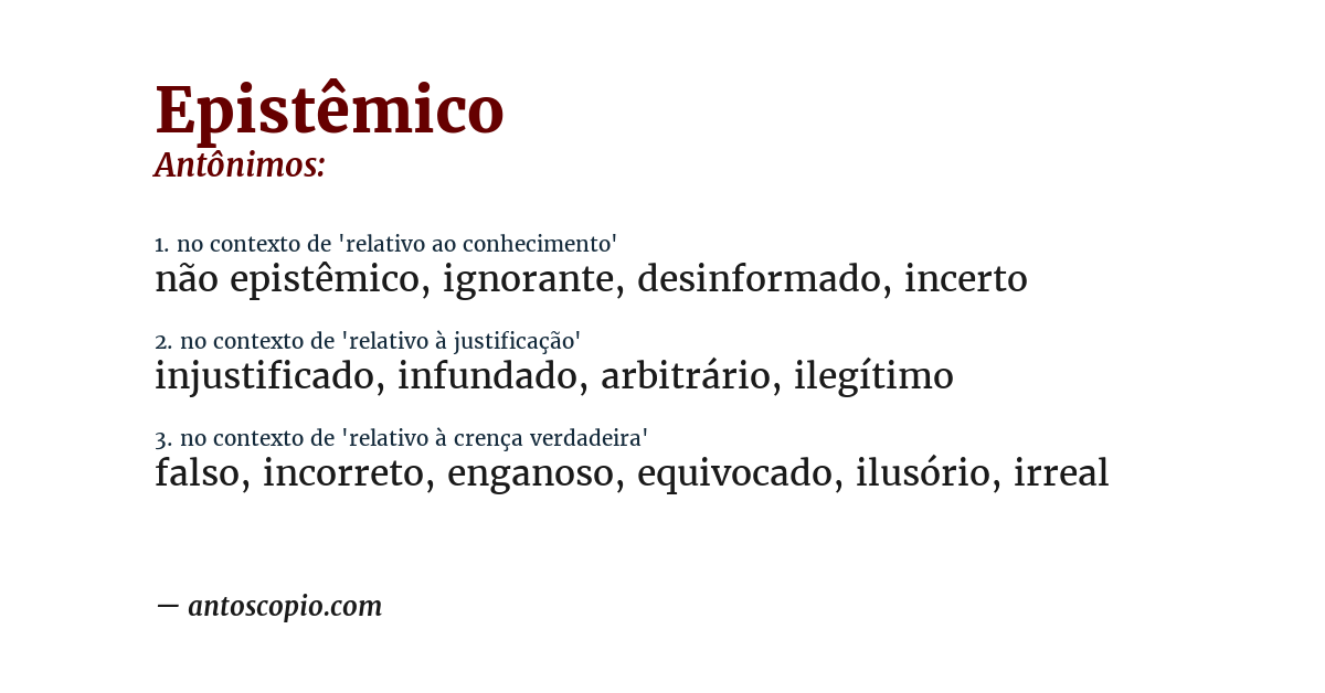 Antônimo de epistêmico