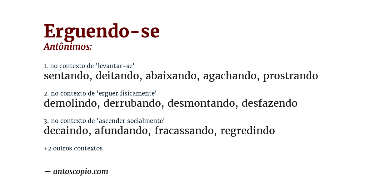Antônimo de erguendo-se