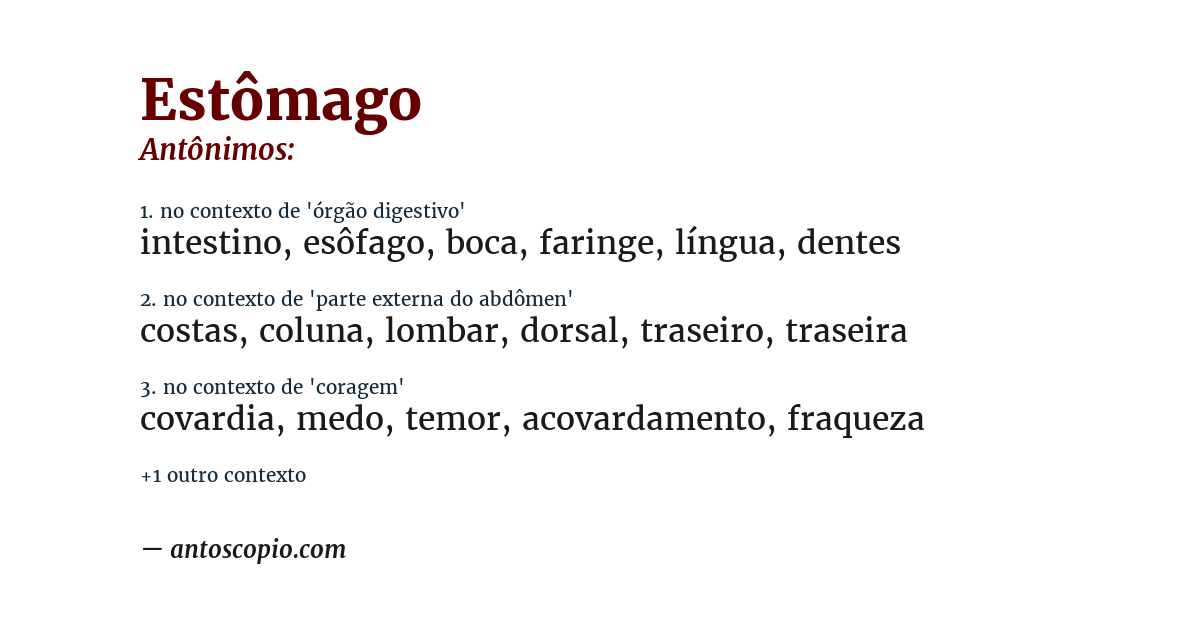 Antônimo de estômago