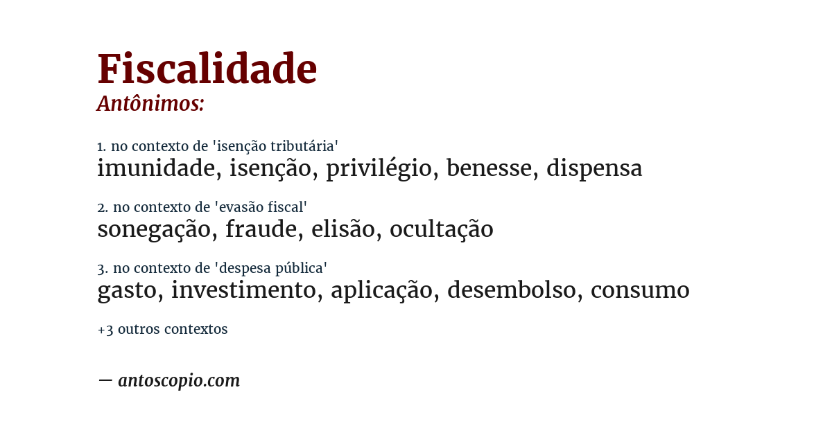 Antônimo de fiscalidade