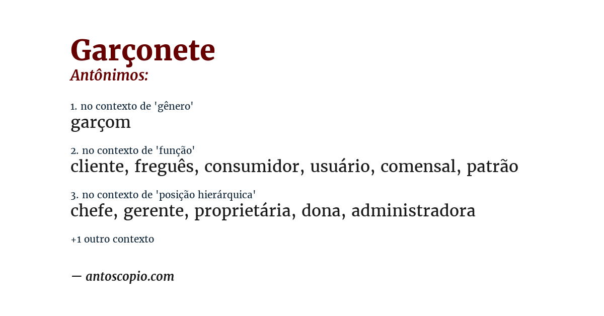 Antônimo de garçonete