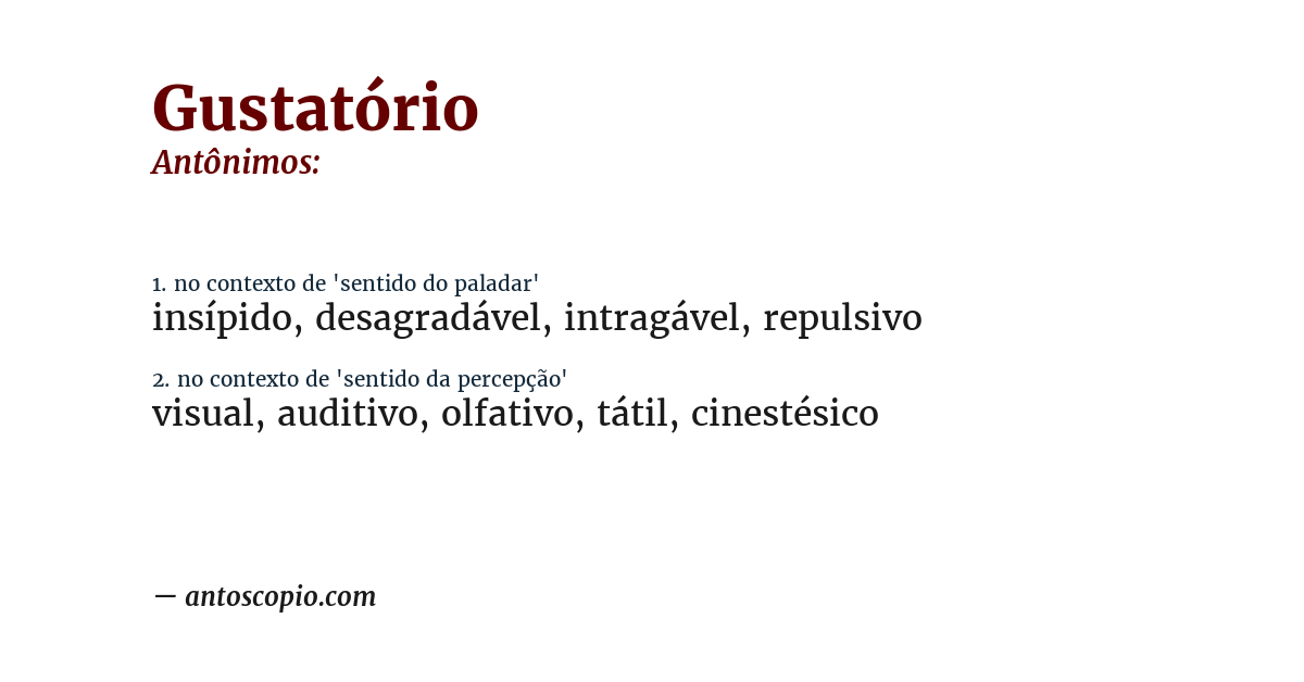 Antônimo de gustatório