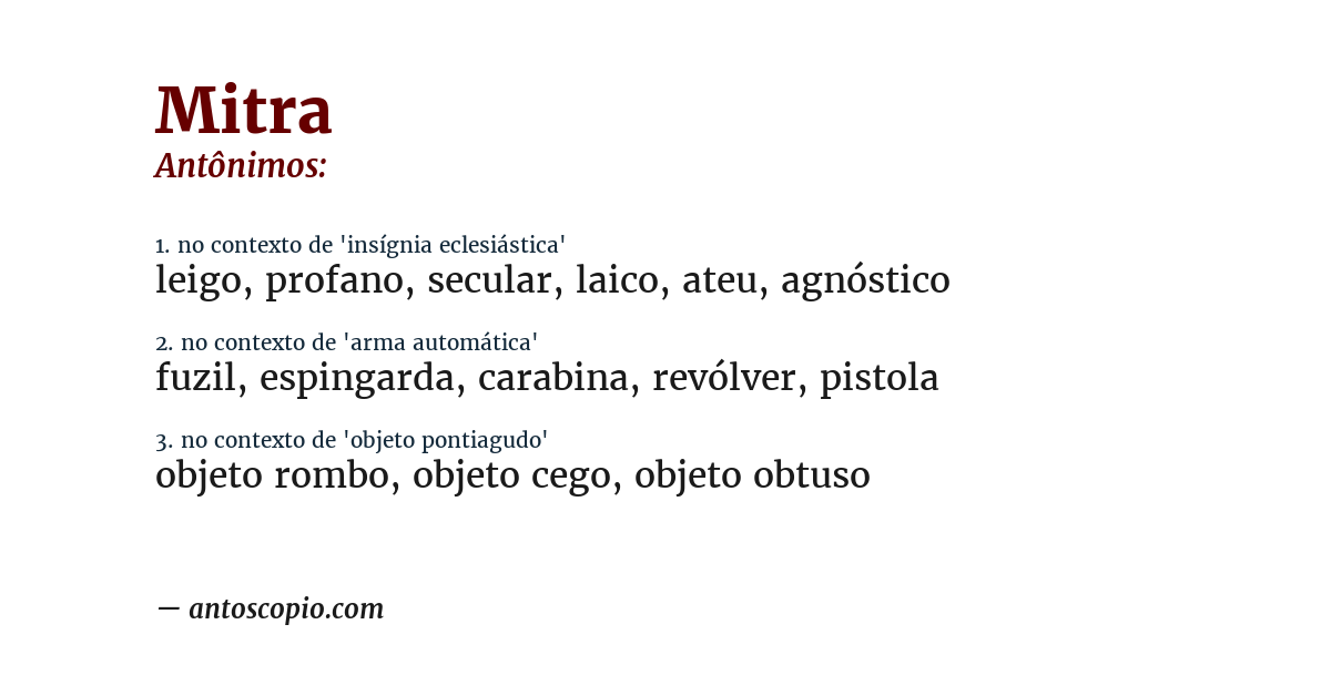 Antônimo de mitra