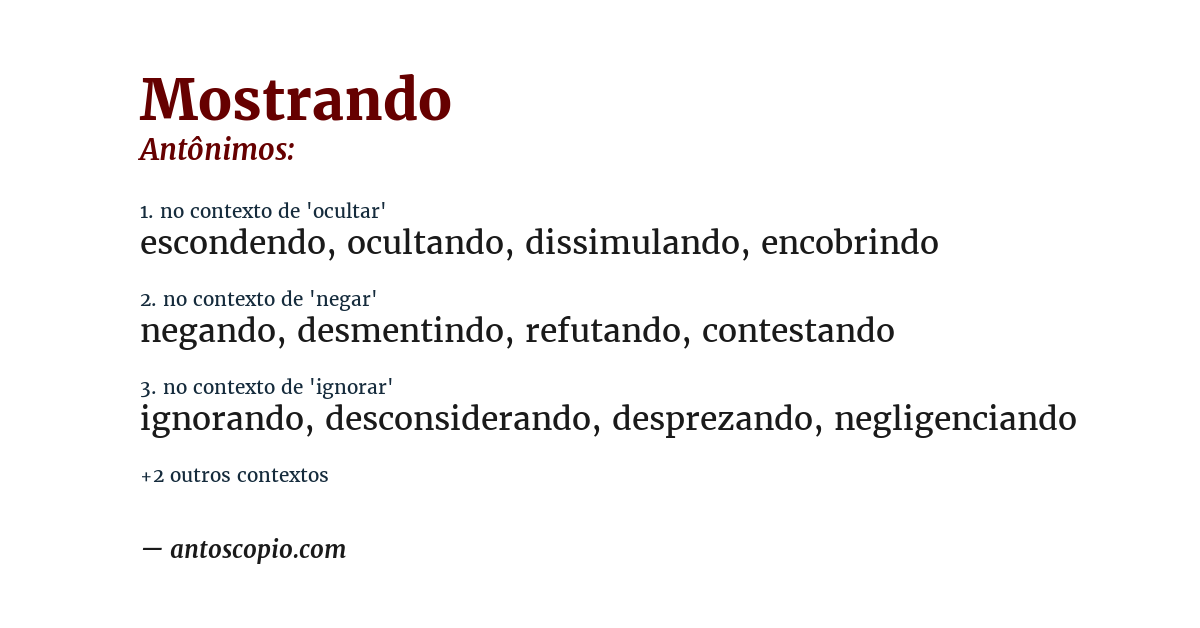 Antônimo de mostrando