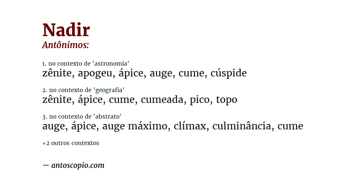 Antônimo de nadir