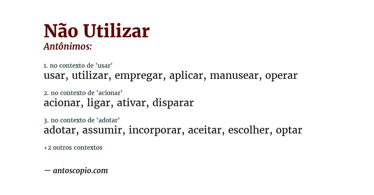 Antônimo de não utilizar