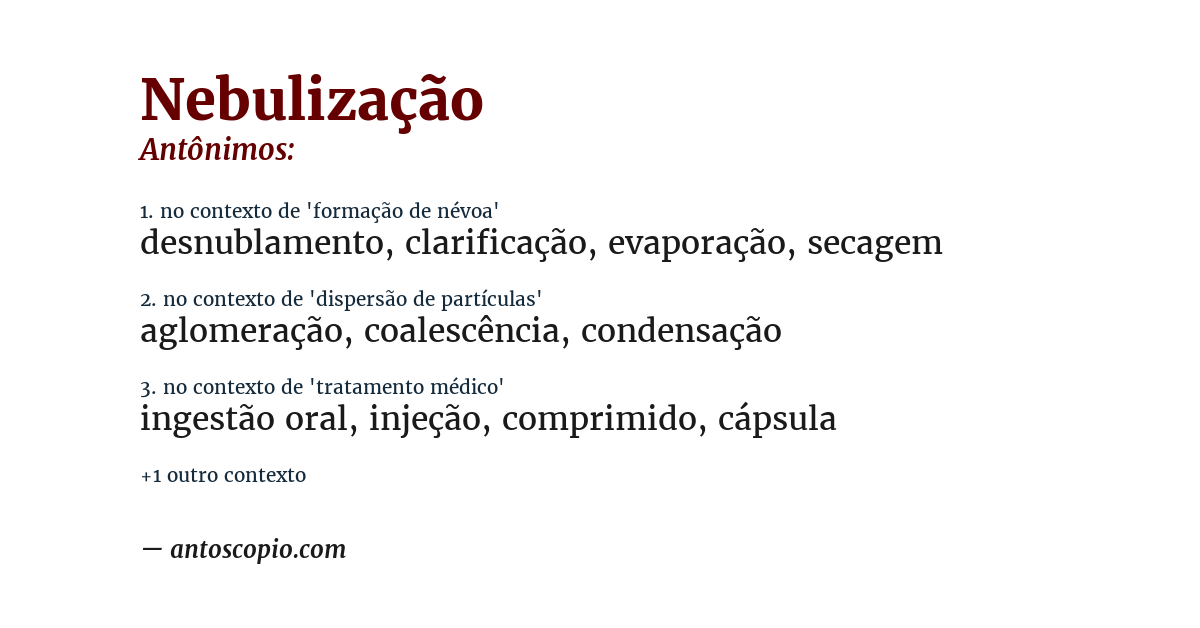 Antônimo de nebulização