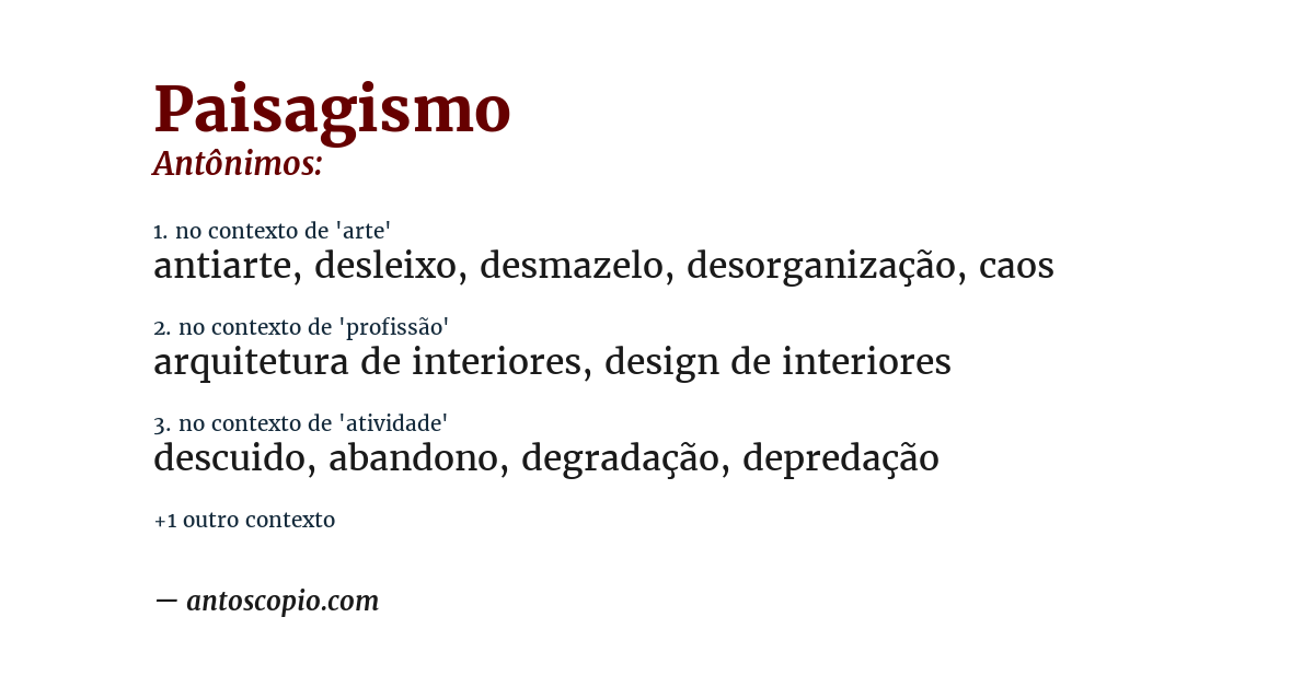 Antônimo de paisagismo