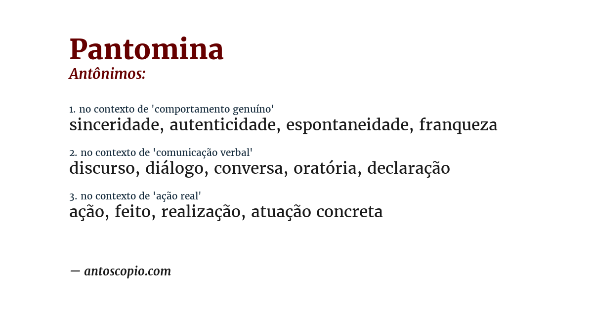 Antônimo de pantomina