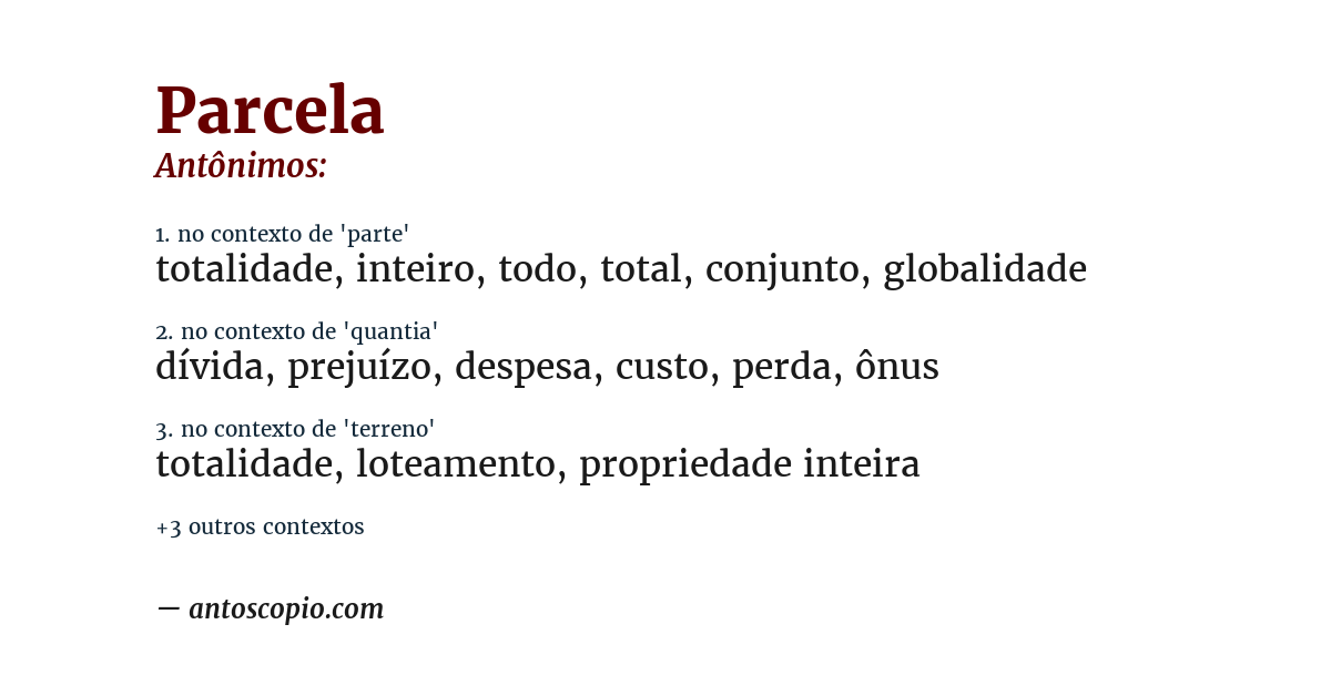 Antônimo de parcela