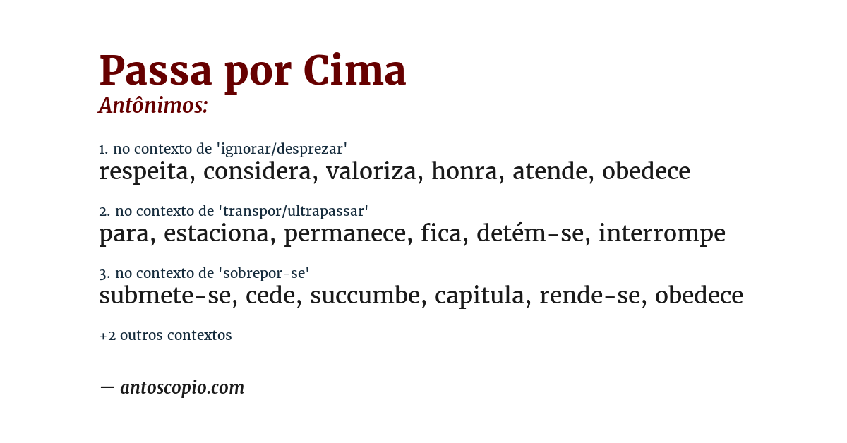 Antônimo de passa por cima