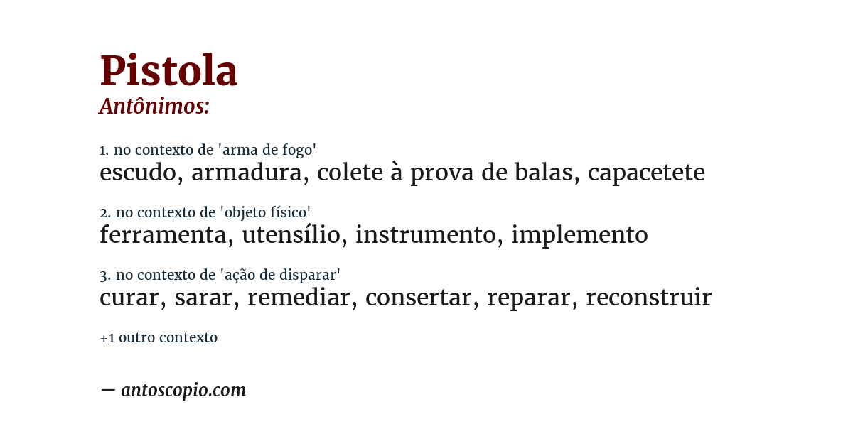 Antônimo de pistola