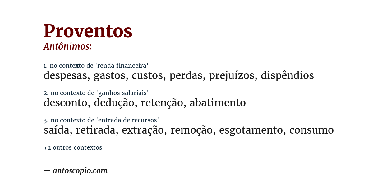 Antônimo de proventos
