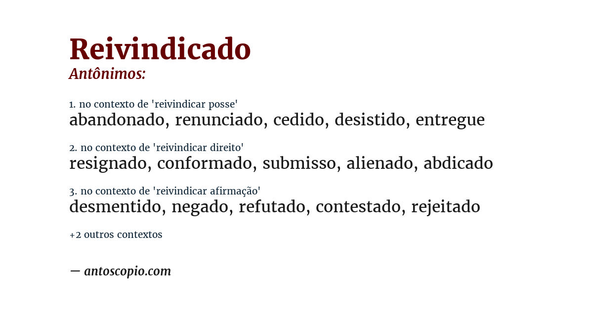 Antônimo de reivindicado