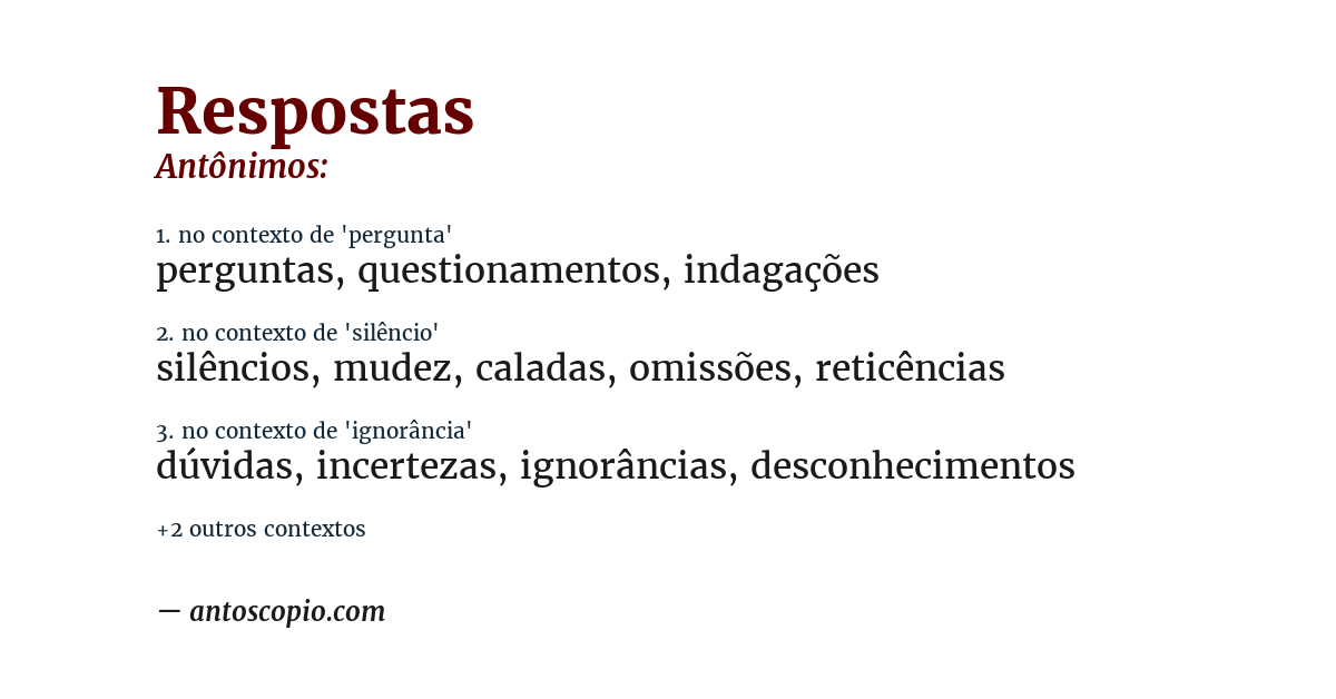 Antônimo de respostas