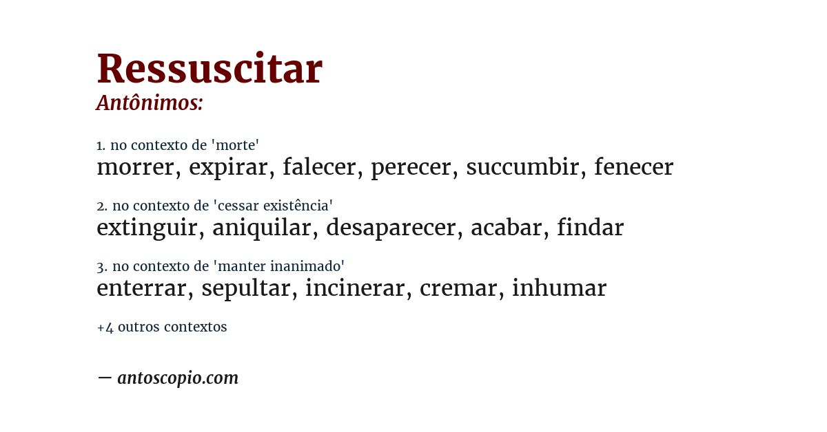 Antônimo de ressuscitar