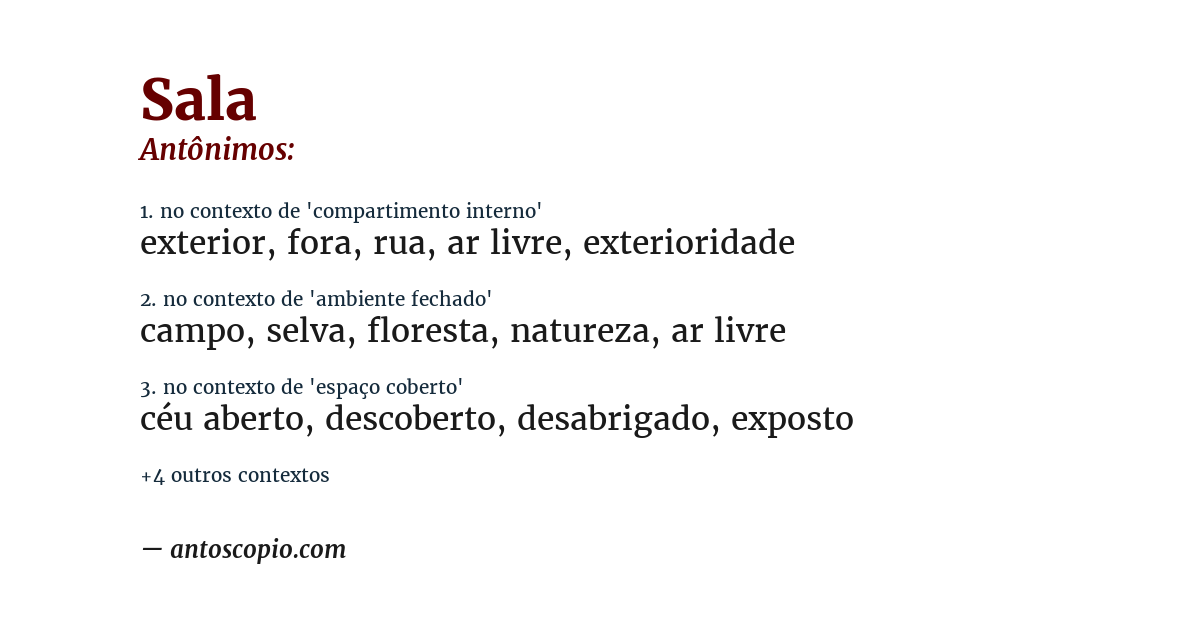 Antônimo de sala