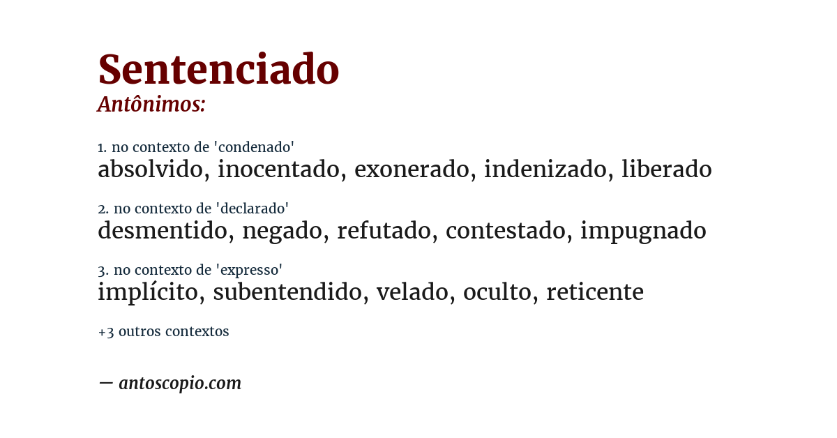 Antônimo de sentenciado