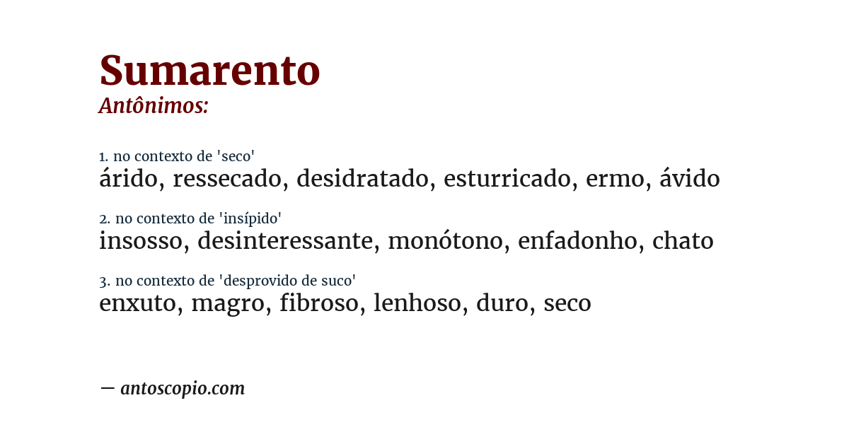 Antônimo de sumarento