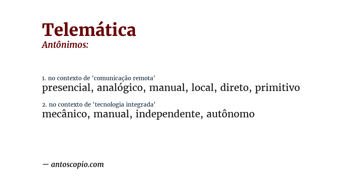 Antônimo de telemática