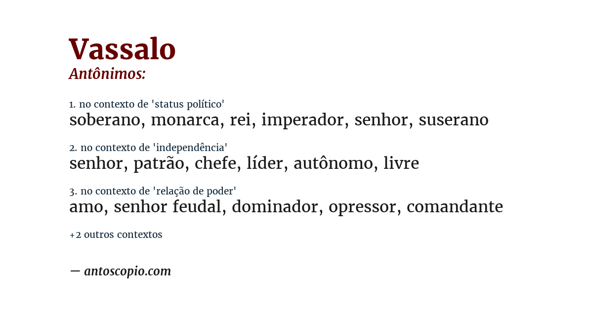 Antônimo de vassalo