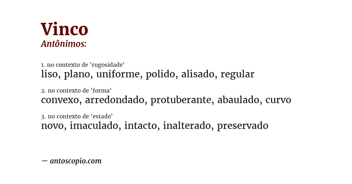 Antônimo de vinco