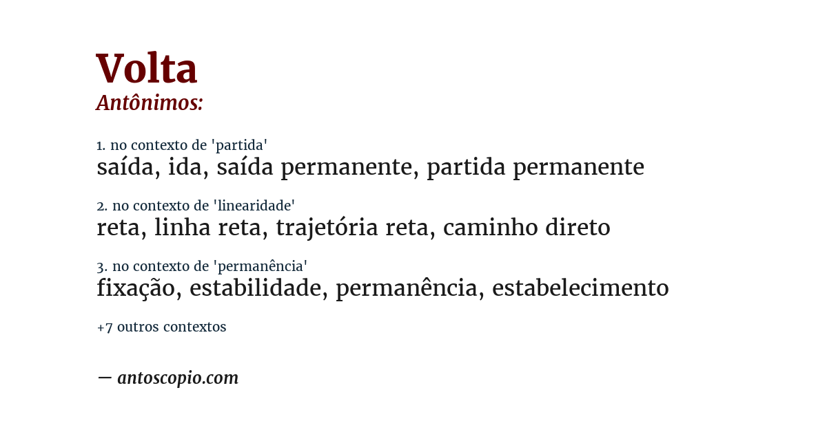 Antônimo de volta