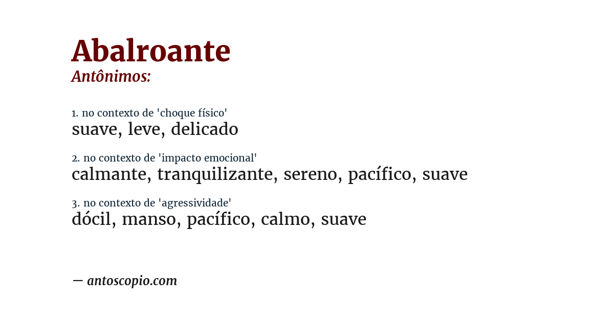 Antônimo de abalroante