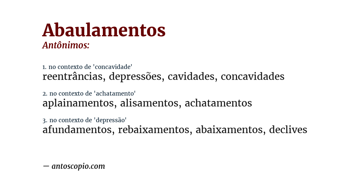Antônimo de abaulamentos