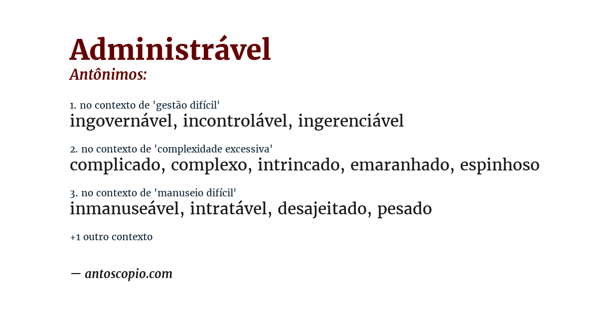 Antônimo de administrável
