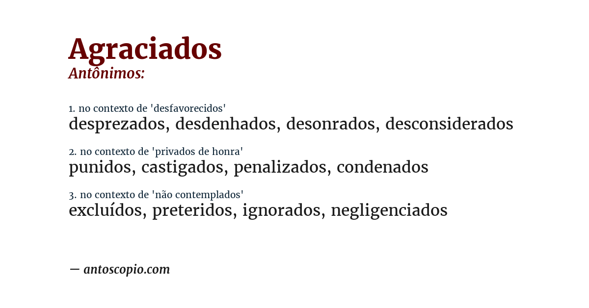 Antônimo de agraciados