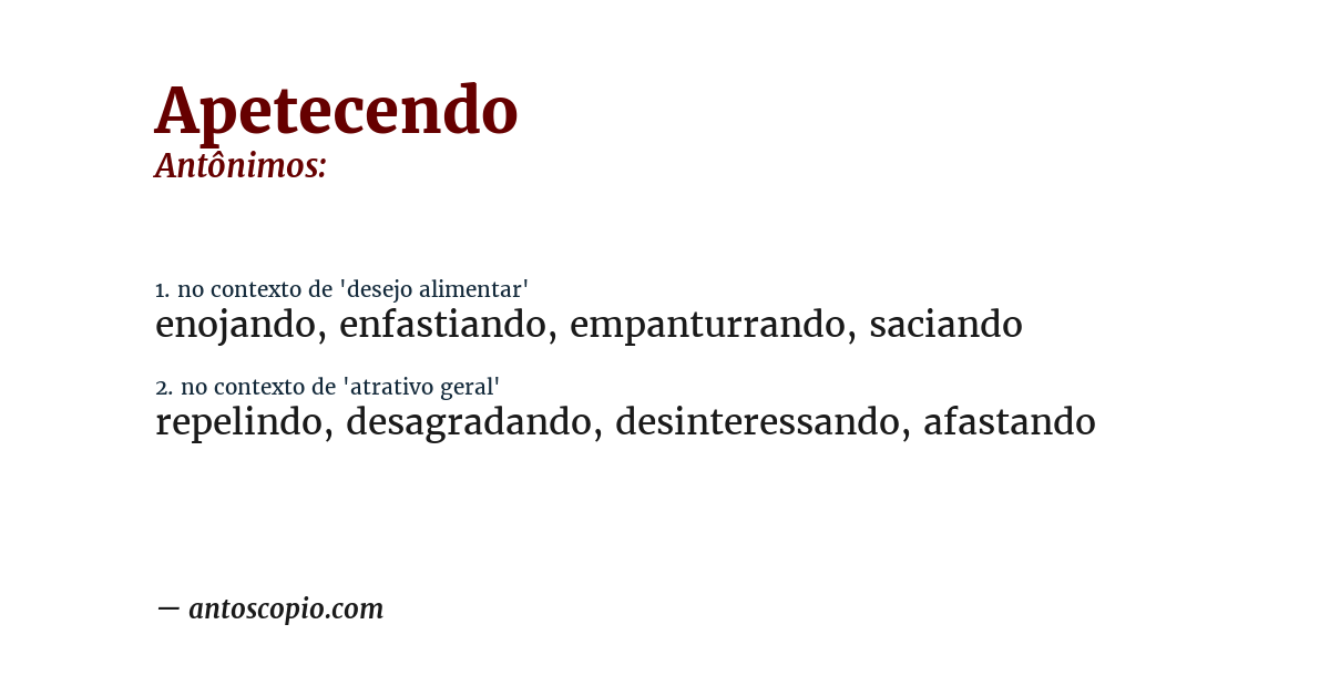 Antônimo de apetecendo