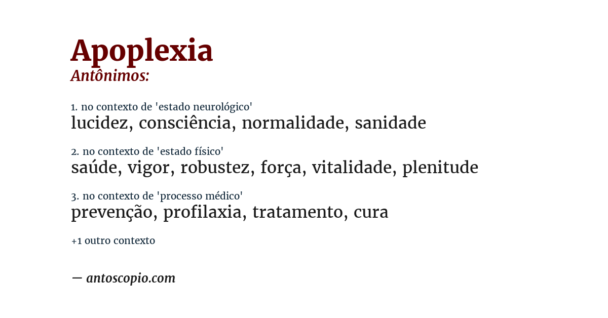 Antônimo de apoplexia