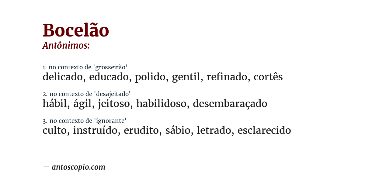 Antônimo de bocelão