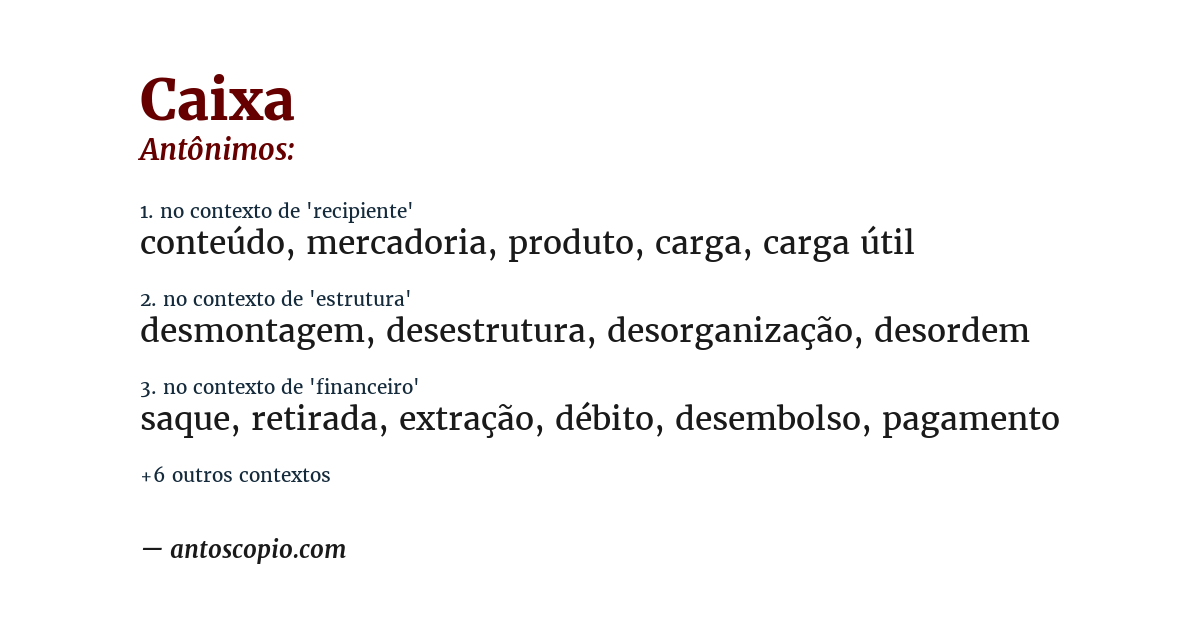 Antônimo de caixa