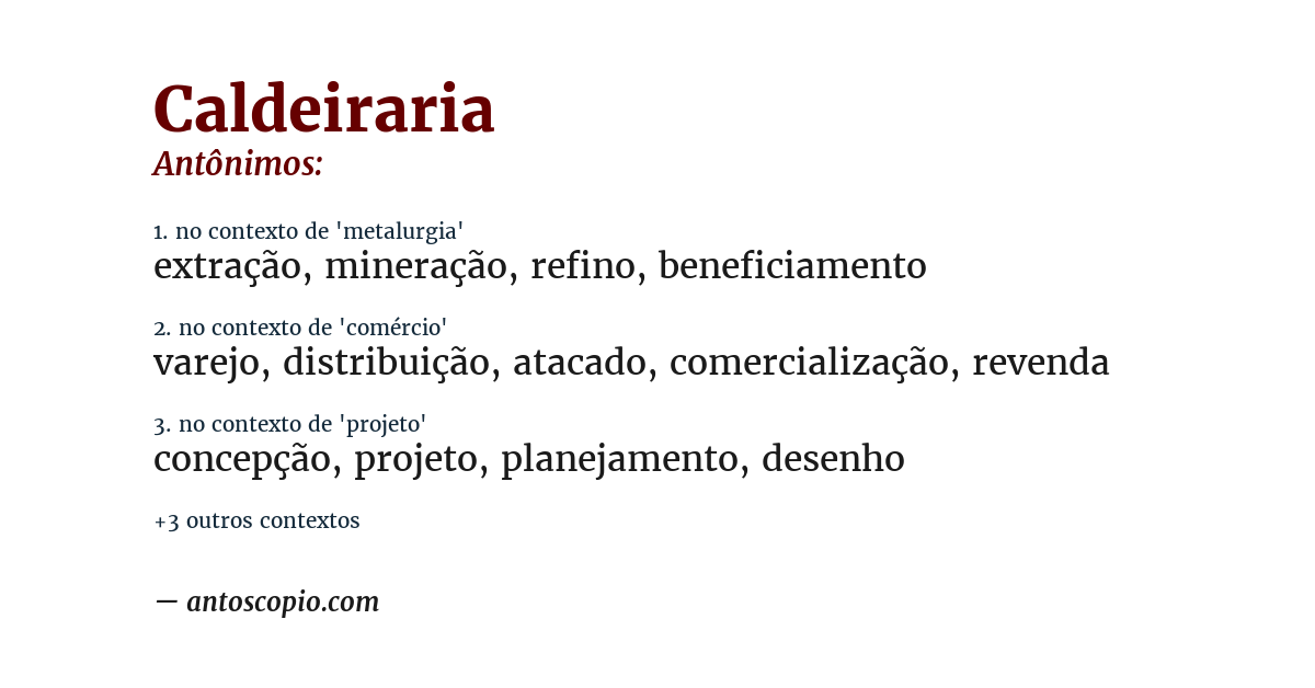 Antônimo de caldeiraria