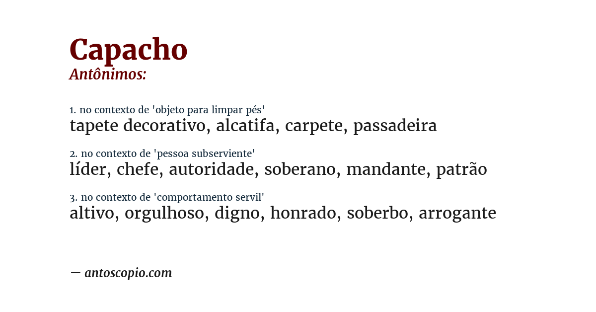 Antônimo de capacho