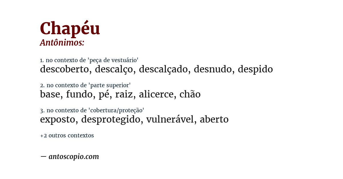 Antônimo de chapéu