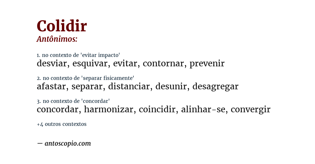 Antônimo de colidir